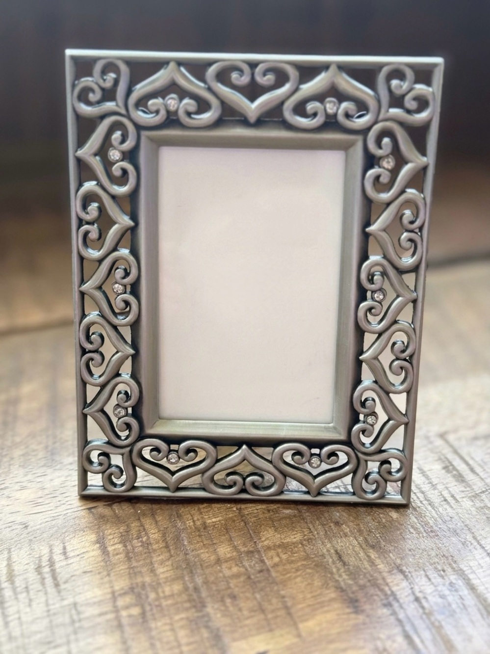 Studio Decor Expressions Pewter Heart Jeweled Mini Picture Frame 2x3 New - Picture 6 of 6